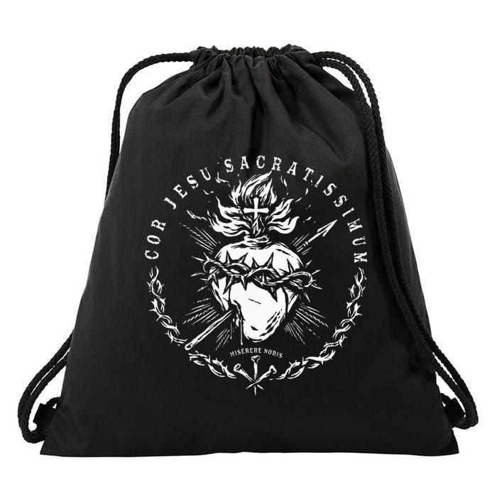 Sacred Heart Of Jesus Catholic Devotion Drawstring Bag