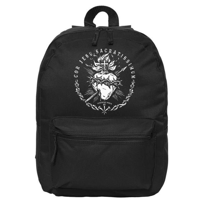 Sacred Heart Of Jesus Catholic Devotion 16 in Basic Backpack