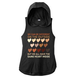 Same Heart On The Inside Black History Month BLM Melanin Ladies PosiCharge Tri-Blend Wicking Draft Hoodie Tank