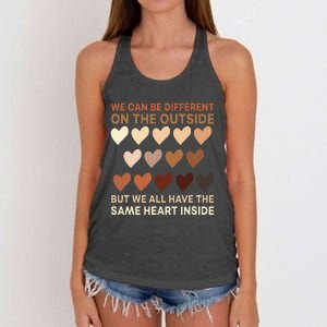 Same Heart On The Inside Black History Month BLM Melanin Women's Knotted Racerback Tank