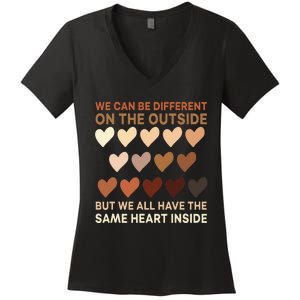 Same Heart On The Inside Black History Month BLM Melanin Women's V-Neck T-Shirt