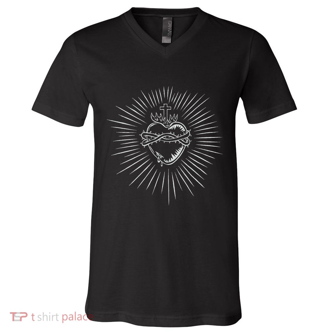 Sacred Heart Of Jesus Catholic V-Neck T-Shirt