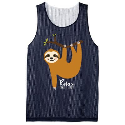 Sloth Hanging On A Tree Funny Sloth Lover Relax Take It Easy Mesh Reversible Basketball Jersey Tank