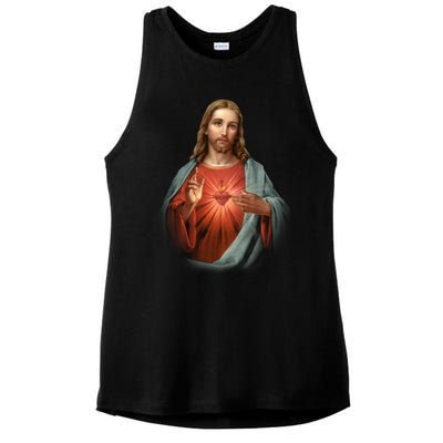 Sacred Heart Of Jesus Ladies PosiCharge Tri-Blend Wicking Tank