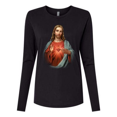 Sacred Heart Of Jesus Womens Cotton Relaxed Long Sleeve T-Shirt