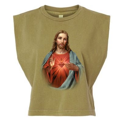 Sacred Heart Of Jesus Garment-Dyed Women's Muscle Tee