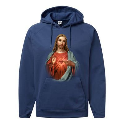 Sacred Heart Of Jesus Performance Fleece Hoodie