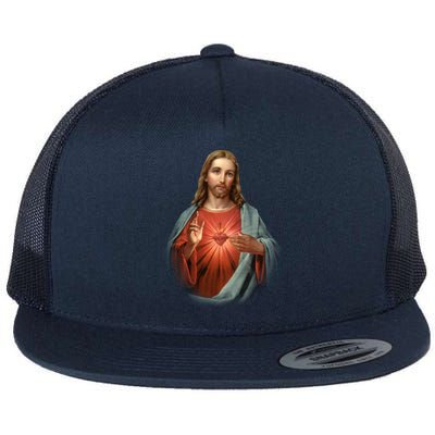 Sacred Heart Of Jesus Flat Bill Trucker Hat