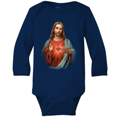 Sacred Heart Of Jesus Baby Long Sleeve Bodysuit