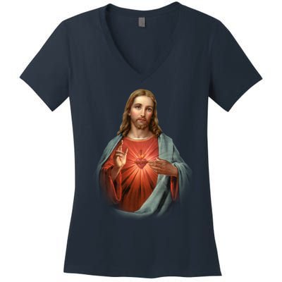 Sacred Heart Of Jesus Women's V-Neck T-Shirt