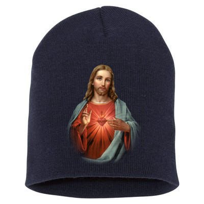 Sacred Heart Of Jesus Short Acrylic Beanie