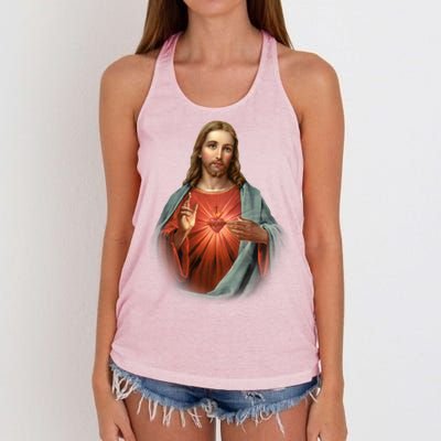 Sacred Heart Of Jesus Women's Knotted Racerback Tank