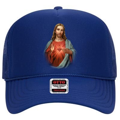 Sacred Heart Of Jesus High Crown Mesh Back Trucker Hat