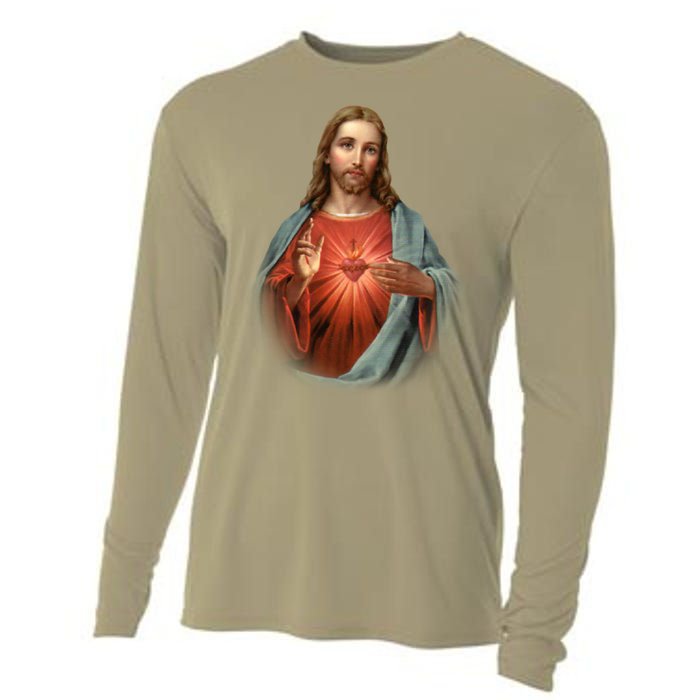 Sacred Heart Of Jesus Cooling Performance Long Sleeve Crew