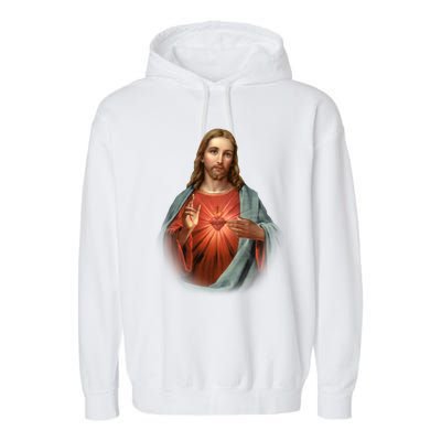 Sacred Heart Of Jesus Garment-Dyed Fleece Hoodie