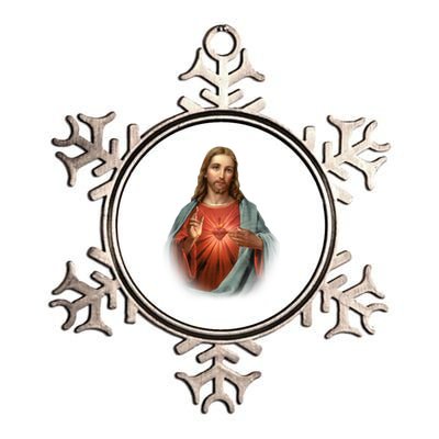 Sacred Heart Of Jesus Metallic Star Ornament