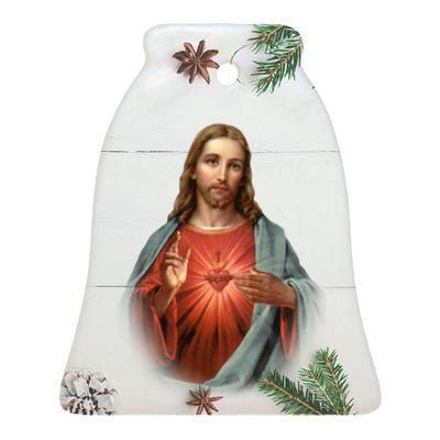 Sacred Heart Of Jesus Ceramic Bell Ornament