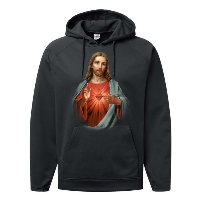 Sacred Heart Of Jesus Performance Fleece Hoodie