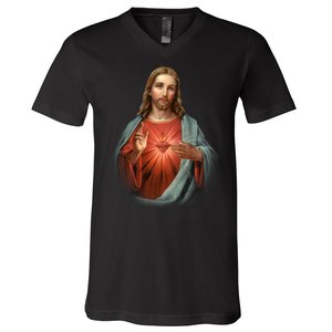 Sacred Heart Of Jesus V-Neck T-Shirt