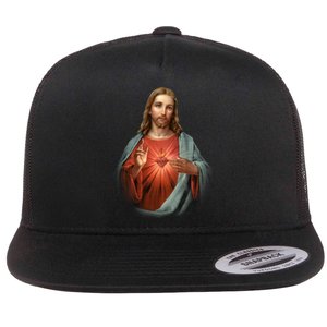 Sacred Heart Of Jesus Flat Bill Trucker Hat