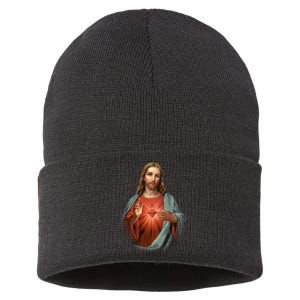 Sacred Heart Of Jesus Sustainable Knit Beanie