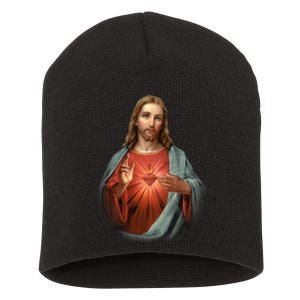 Sacred Heart Of Jesus Short Acrylic Beanie