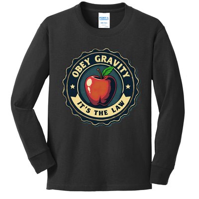 Science Humor Obey Gravity Pun Physics Joke Kids Long Sleeve Shirt