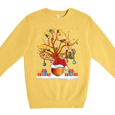 Santa Hat Onion Lighting Xmas Gift Onion Christmas Tree Premium Crewneck Sweatshirt