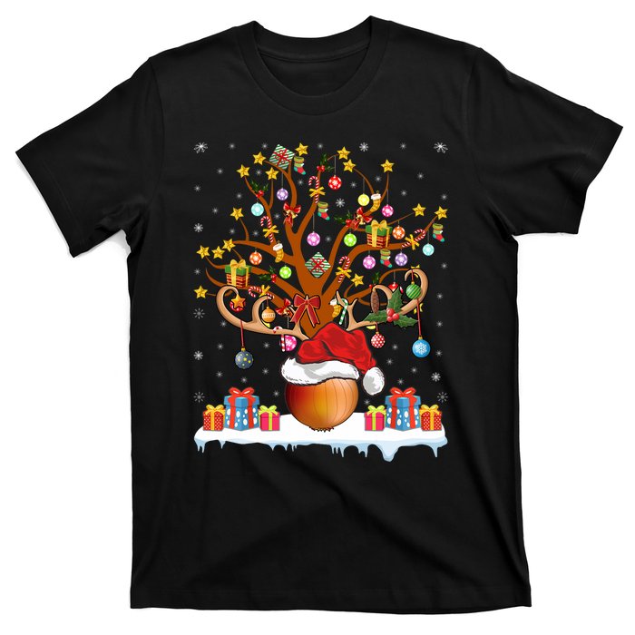 Santa Hat Onion Lighting Xmas Gift Onion Christmas Tree T-Shirt