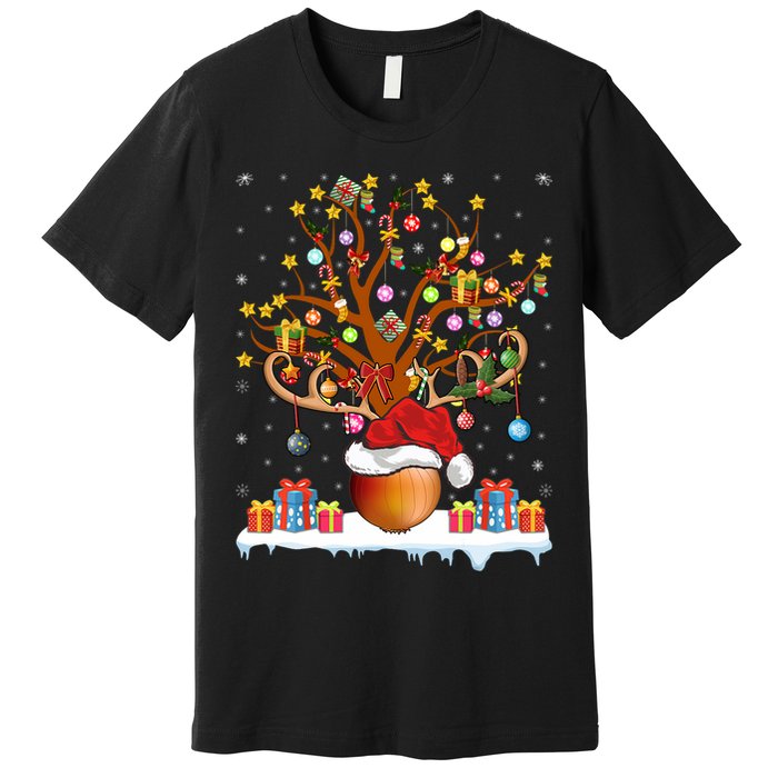 Santa Hat Onion Lighting Xmas Gift Onion Christmas Tree Premium T-Shirt