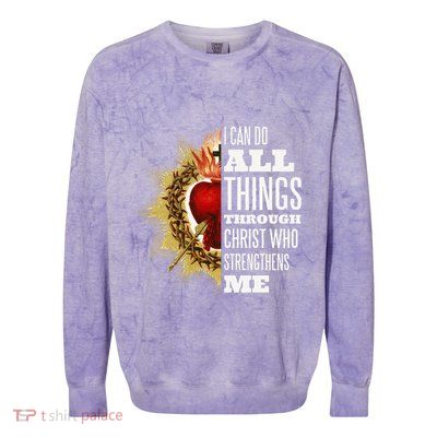 Sacred Heart of Jesus I Can Do All Things Through Christ Colorblast Crewneck Sweatshirt