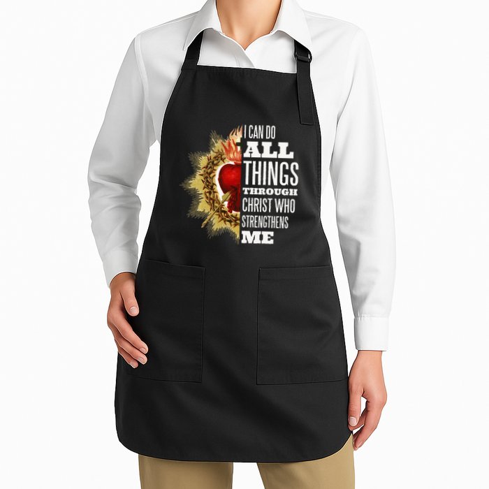 Sacred Heart of Jesus I Can Do All Things Through Christ Apron