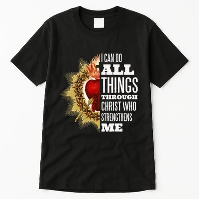 Sacred Heart of Jesus I Can Do All Things Through Christ Tall T-Shirt
