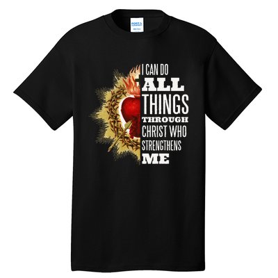 Sacred Heart of Jesus I Can Do All Things Through Christ Tall T-Shirt