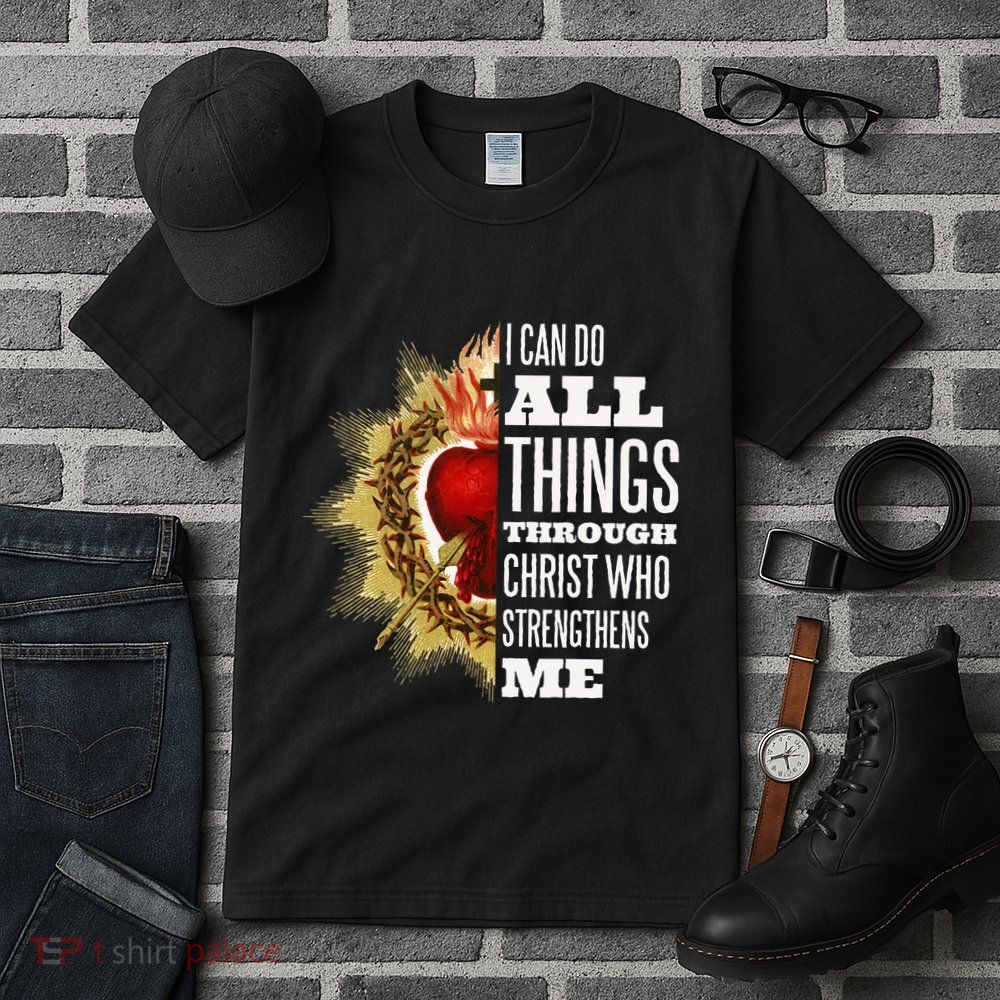 Sacred Heart of Jesus I Can Do All Things Through Christ Tall T-Shirt
