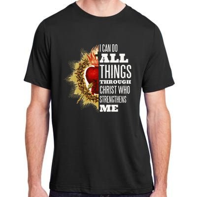 Sacred Heart of Jesus I Can Do All Things Through Christ Adult ChromaSoft Performance T-Shirt