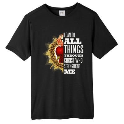 Sacred Heart of Jesus I Can Do All Things Through Christ Tall Fusion ChromaSoft Performance T-Shirt