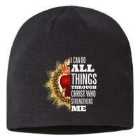 Sacred Heart of Jesus I Can Do All Things Through Christ Sustainable Beanie