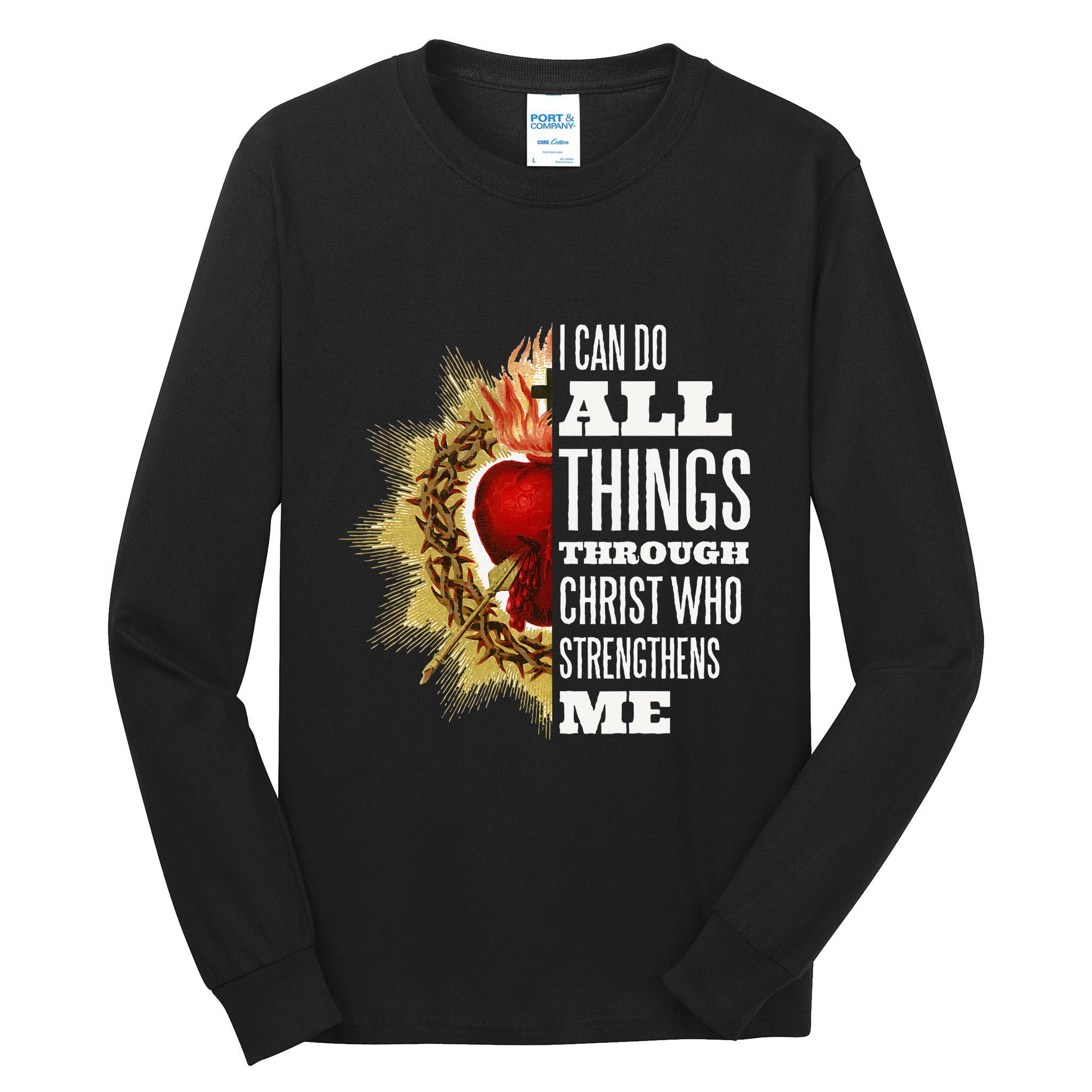 Sacred Heart of Jesus I Can Do All Things Through Christ Tall Long Sleeve T-Shirt