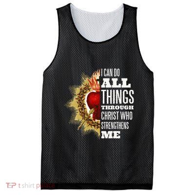 Sacred Heart of Jesus I Can Do All Things Through Christ Mesh Reversible Basketball Jersey Tank