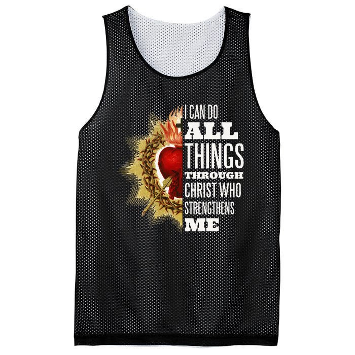 Sacred Heart of Jesus I Can Do All Things Through Christ Mesh Reversible Basketball Jersey Tank