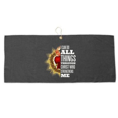 Sacred Heart of Jesus I Can Do All Things Through Christ Large Microfiber Waffle Golf Towel