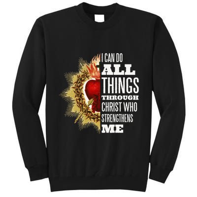 Sacred Heart of Jesus I Can Do All Things Through Christ Tall Sweatshirt