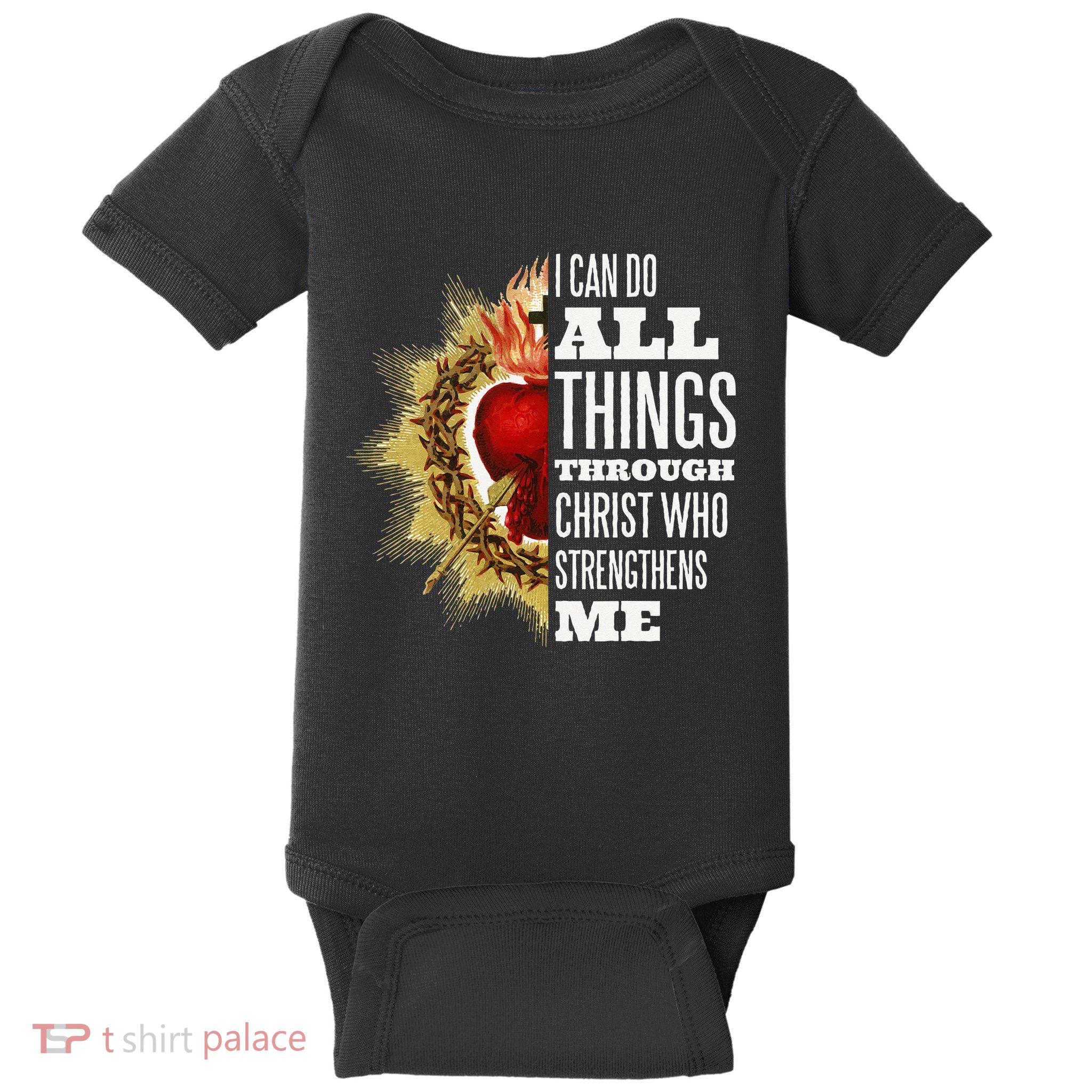 Sacred Heart of Jesus I Can Do All Things Through Christ Baby Bodysuit
