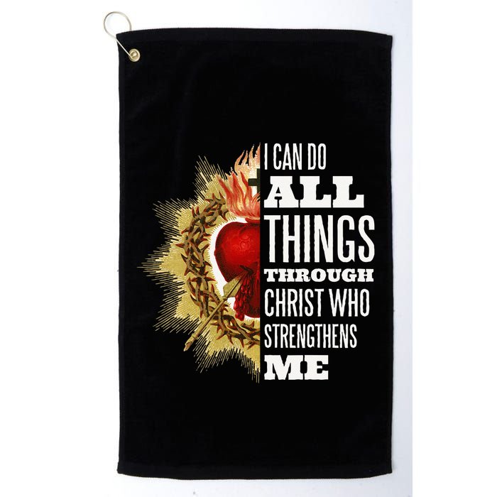 Sacred Heart of Jesus I Can Do All Things Through Christ Golf Towel