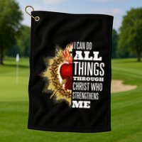 Sacred Heart of Jesus I Can Do All Things Through Christ Golf Towel