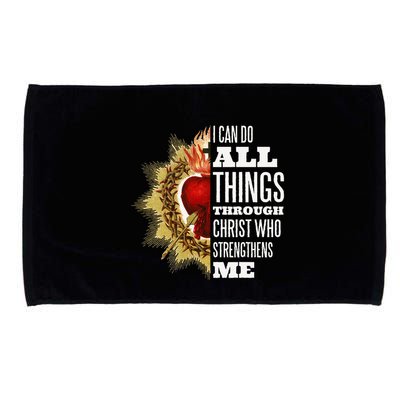 Sacred Heart of Jesus I Can Do All Things Through Christ Microfiber Hand Towel