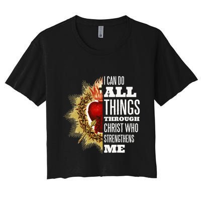Sacred Heart of Jesus I Can Do All Things Through Christ Crop Top