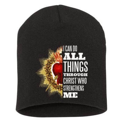 Sacred Heart of Jesus I Can Do All Things Through Christ Short Acrylic Beanie