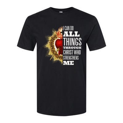 Sacred Heart of Jesus I Can Do All Things Through Christ Softstyle CVC T-Shirt